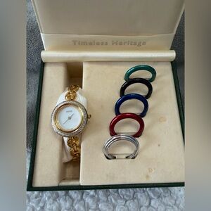 Vintage Gucci 11/12.2 Swiss Interchangeable Bezel Watch Tested w/ Box